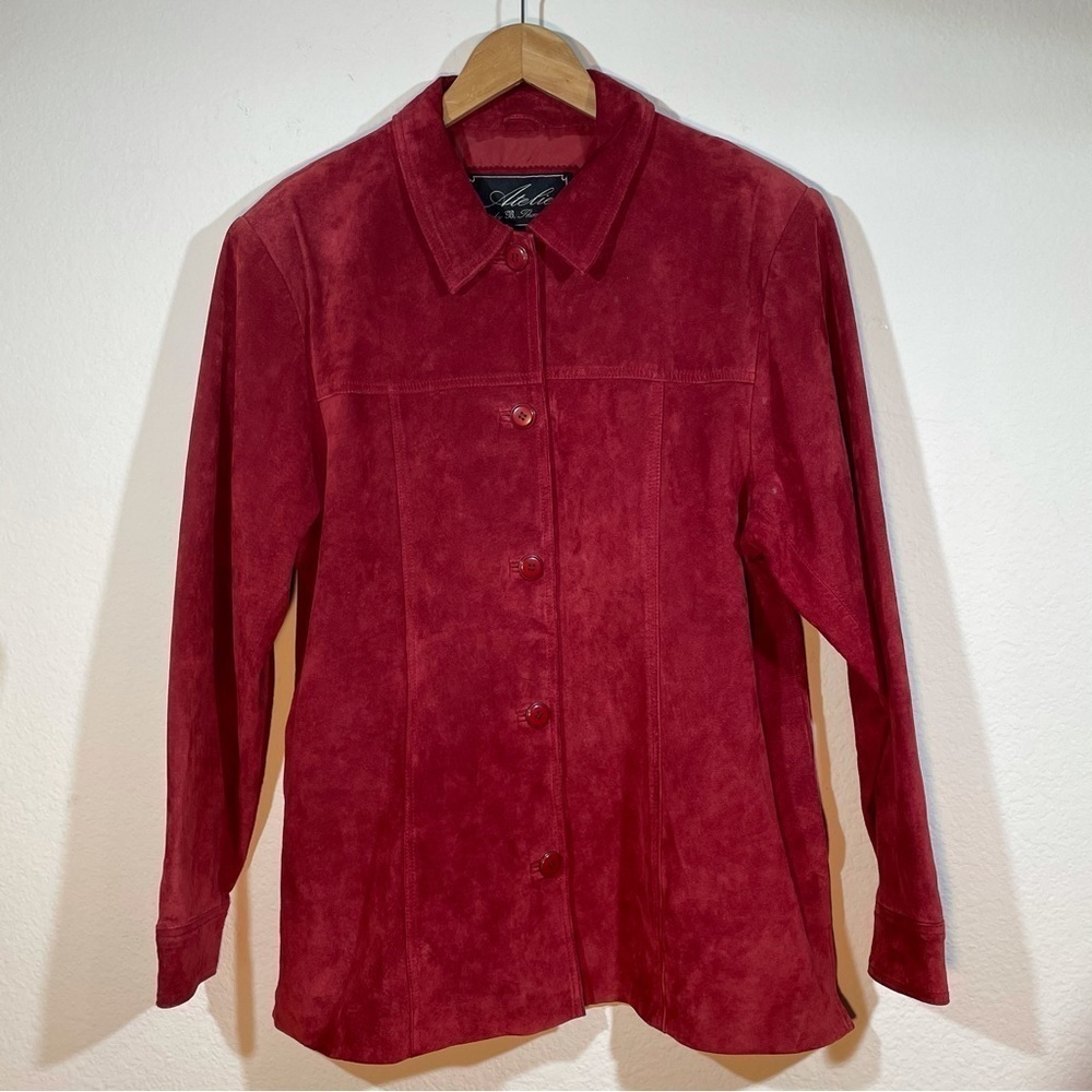 Atelier by B. Thomas Red Suede XL Barn Jacket Shacket gorpcore granola girl - Picture 5 of 14
